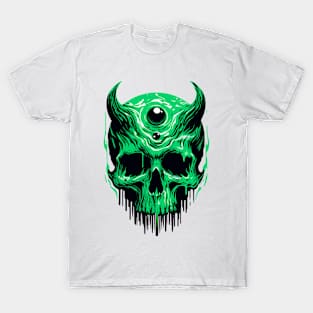 Green skull horror T-Shirt